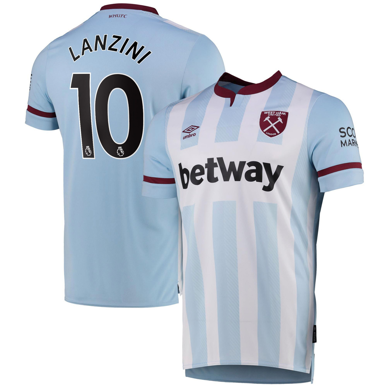 UMBRO WEST HAM UNITED AWAY JERSEY 2021/22 LANZINI - Soccer Plus