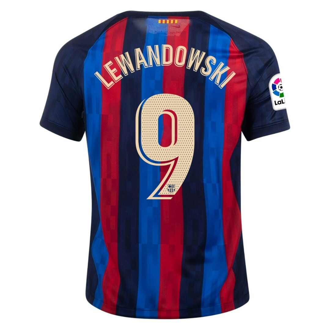 NIKE BARCELONA 2022-23 OFFICIAL HOME LEWANDOWSKI JERSEY - Soccer Plus