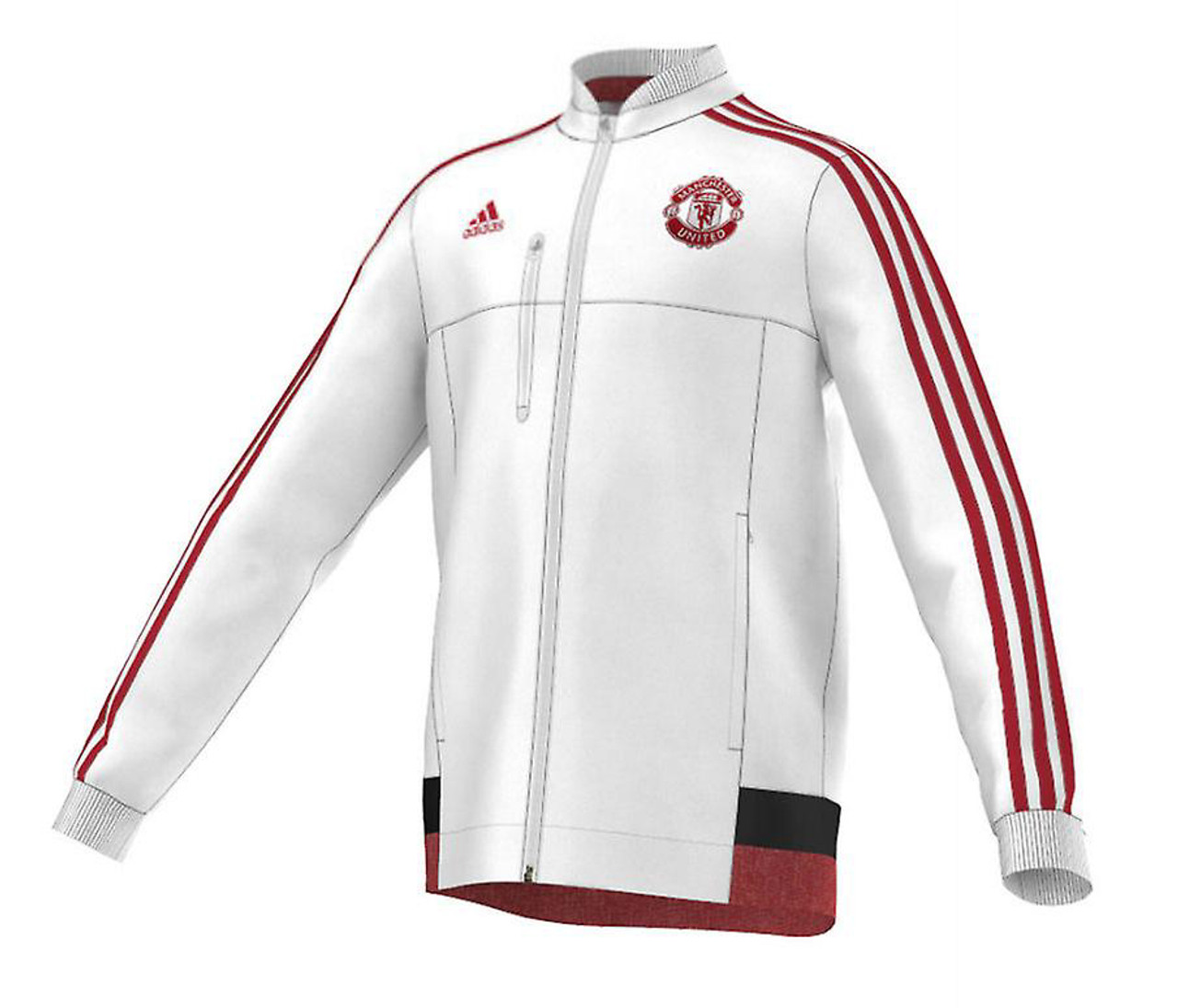 adidas Black Manchester United Teamgeist Raglan Men's Full-Zip Jacket  H64069 Red