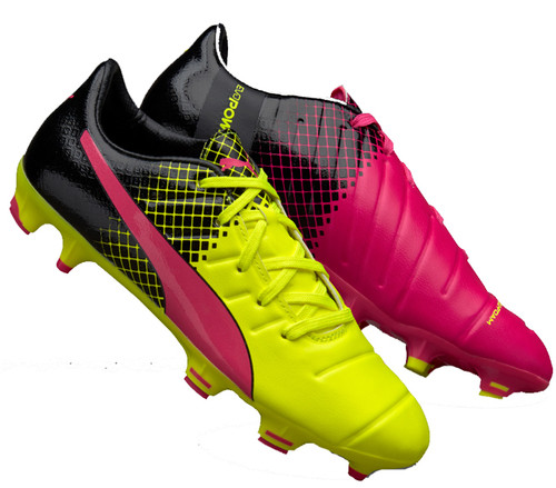 PUMA evoPOWER 1.3 Tricks FG Soccer Cleats (Pink Glo/Safety Yellow