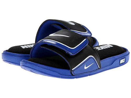 blue nike sliders