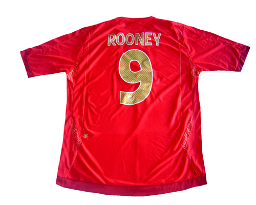 UMBRO ENGLAND 2008 AWAY `ROONEY`JERSEY RED - Soccer Plus