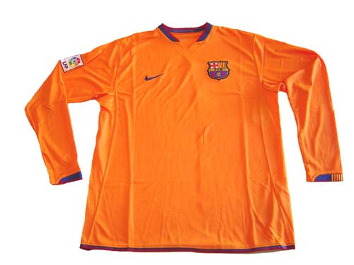 NIKE BARCELONA 2007 AWAY L/S NO SPONSOR JERSEY ORANGE - Soccer Plus