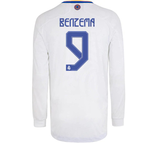 ADIDAS REAL MADRID 2021/22 AUTHENTIC HOME L/S BENZEMA JERSEY