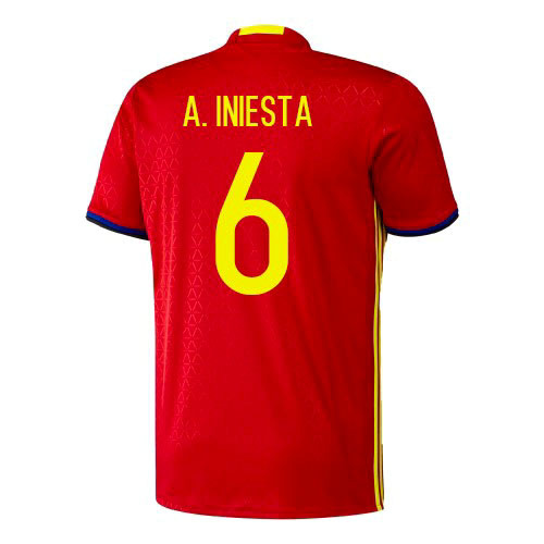 ADIDAS SPAIN 2016 OFFICIAL HOME INIESTA JERSEY - Soccer Plus