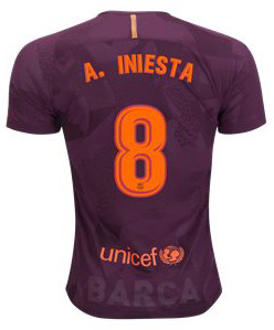 NIKE BARCELONA 2018 AUTHENTIC INIESTA 3RD JERSEY MAROON - Soccer Plus