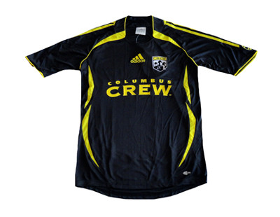 PLAYER ISSUE 2010 Adidas Columbus Crew Away Soccer Jersey Black Yellow  Large