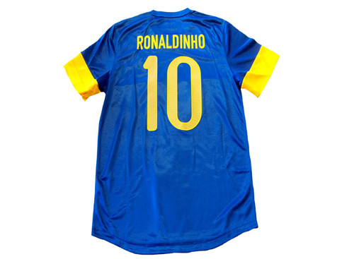 NIKE BRAZIL 2012 AWAY `RONALDINHO` JERSEY BLUE - Soccer Plus