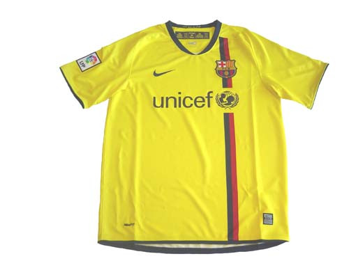 NIKE BARCELONA 2008 AWAY JERSEY YELLOW - Soccer Plus