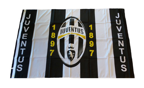 Juventus Black White Flag Soccer Plus