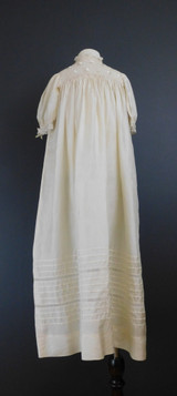 Vintage Ivory Silk Baby Gown, 1950s Long Christening Dress, 20 inch chest