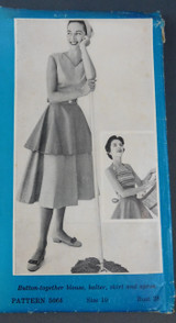 Vintage Button Together Halter, Skirt & Apron Pattern 1950s XXS 28 bust, uncut