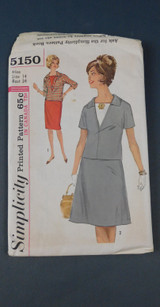 Vintage 1960s Pattern with Straight and A-line Skirt, 2 Tops, Simplicity 5150, 34 bust, uncut