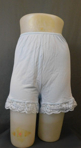 Vintage Blue Nylon Tap Pants Panties, 28 inch waist 1960s, Lace Legs