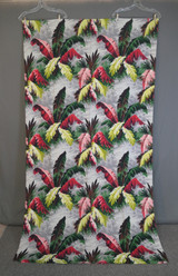 Vintage Tropical Barkcloth Fabric 1950s Bold Palm Leaves on Grey, 46x84 inches - 2-1/3 yards