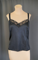 Vintage Black Camisole with Stretch Lace Straps, 38 bust 1980s