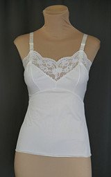Vintage White Camisole by Pinehurst, 1970s 1980s, 32 bust, unworn, Stretch Lace