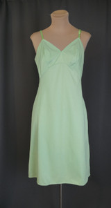Vintage Light Bright Green Full Slip, 1960s, 38 bust, Van Raalte, woven and knit nylon