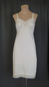Vintage Ivory Full Slip with Sheer Trim, NOS Pinehurst, 34 bust, light age line