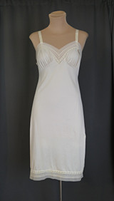 Vintage Cream Full Slip with Sheer Trim, NOS Pinehurst, 36 bust, light age line