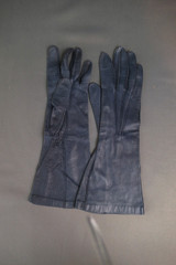 Vintage Dark Blue Leather Gloves, 1950s, 12 inches long, size 6-1/2