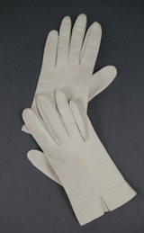 Vintage Ivory Leather Gloves 1940s Reusch size 6-1/2