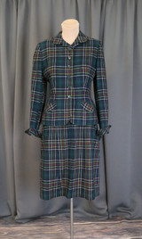 Vintage 1940s Green Plaid Suit: Tailored Wool Jacket & Skirt, 35 bust, 28 waist