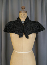 Vintage Black Persian Lamb Fur Collar, 1930s 1940s, Covers Shoulders