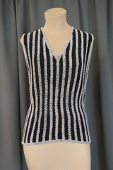 Vintage Beads & Pearls Sleeveless Shell Top, 1940s, Black Beaded Evening, 33 bust