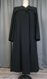 Vintage Black Wool Coat with Soutache Trim and Beads, 1940s, 40 inch bust, Mid weight Evening Winter