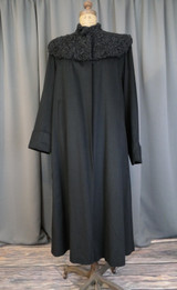 Vintage 1940s Black Wool Coat with Persian Lamb Fur Collar, 40 inch bust