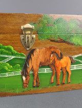 Vintage Painted Horse Wooden Box Purse by Maria, 1960s Dimensional Hand painted