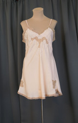Vintage 1930s Peach Silk Teddy with Ecru Lace, 36 bust