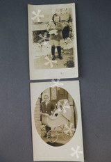 2 Vintage Photo Postcards, Little Girls with Antique Dolls 1920s