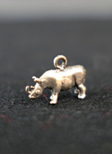 Vintage Rhino Rhinoceros Charm 5/8 inch, Sterling, Novelty for Bracelet