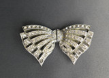 Vintage 1920s 1930s Bow Shaped Belt Buckle, Art Deco Rhinestones