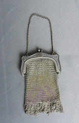 Vintage 1920s Chain Mesh Purse, Small Finger Bag, Whiting & Davis, Doll Purse, issues