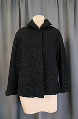 Vintage Black Curly Persian Fur Coat, Heavy, 38 inch bust, issues and wear