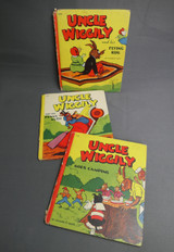 3 Vintage Uncle Wiggily Books 1940s, Flying Rug, Goes Camping, And His Funny Auto, small hardback