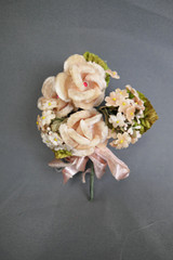 Vintage Peach Floral Corsage, Velvet Flowers 1940s 1950s, Small  4x4 inches