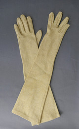 Vintage Gold Sparkle Evening Gloves, 1960s, 17 inches long, Cocktail