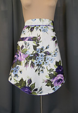 Vintage Purple & Blue Floral Apron 1950s Unused, polished cotton