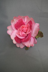 Large Vintage Dark Pink Rose Corsage  1950s, 1960s , 5 inches