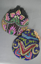 2 Vintage DAMAGED Beaded Purse, Antique 1900s, Bright Beads, Parts