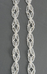 Vintage White Beaded Dress Trim with Rhinestones, 1940s 1950s, remnants