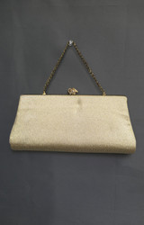 Vintage Gold Evening Purse 1960s, Clutch or Wrist strap, 10 inches