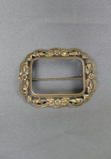 Antique Edwardian Brooch, 1900s Brass Floral Art Nouveau, 2 inches