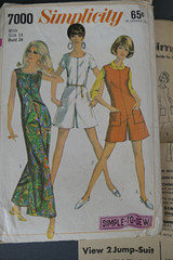 Vintage Jumpsuit Pattern in 2 Lengths, 1960s 34 bust, Simplicity 7000
