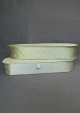 2 Vintage Satin Gloves Boxes, Light Green & Mint, 1940s, with issues