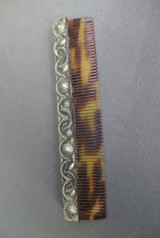 Antique Hair Comb, Art Nouveau 1900s Celluloid Tortoise, Silver Plate, 4inches